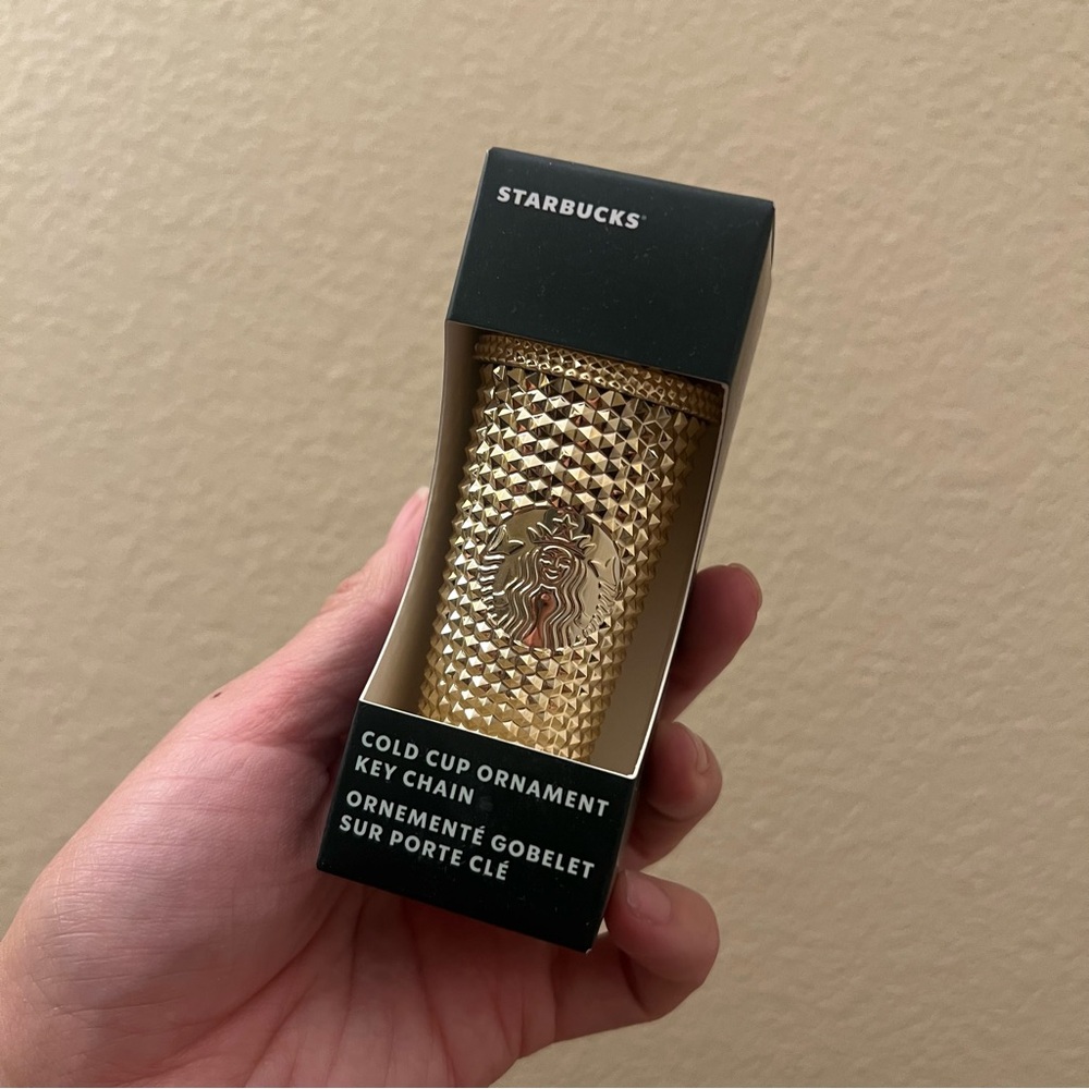 Starbucks Studded Keychain gold chrome